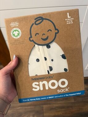 happiest baby snoo sack baby swaddle - cream with black dots